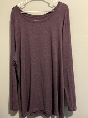 Plus Size Long Sleeve Dark Pink Top